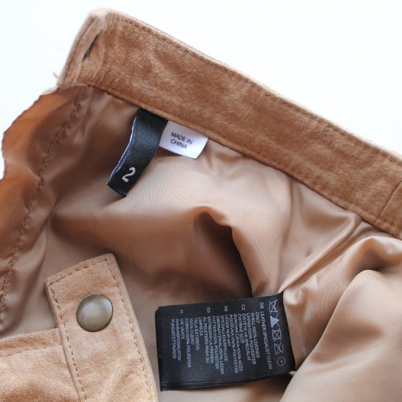 H&M Tan Suede Leather Flared Mini Skirt Size 2 - Picture 4 of 5